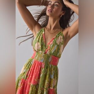 UO Kimchi Blue Phoebe Cotton Open-Back Halter Knee Length Dress